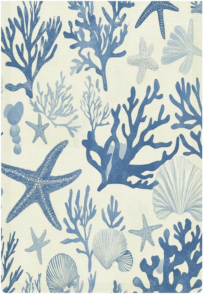 Coral Reef Pattern with Starfish Shells And Corals Welcome Garden Flag Double Sided 12 x 18 Inch Sea Turtle Ocean Theme Yard Flag Spring Summer Season Garden Flags for Patio Lawn Home Outdoor Decor