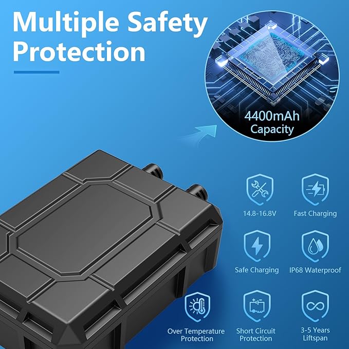 POPOSOAP 4400mAh Battery Backup for Solar Fountain Pump, 14.8V-16.8V Battery Backup Solar Water Fountain Only for 50W/55W/70W Solar Water Fountain Pump Kit