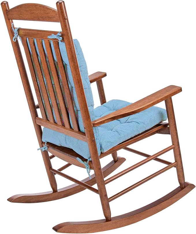 Rocking Chair Cushions Comfortable Tufted Seat Cushion Pads Non-Skid Backed Set of Backrest Cushion and Seat Bottom for Porch Rocker Adirondack Chair (Ice Blue, Backrest-24X17,Bottom-17x17)