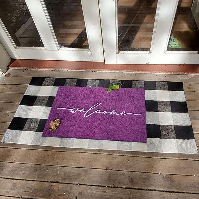 AAZZKANG Purple Outdoor Mat Front Door Entrance Indoor Welcome Doormat Durable,Easy to Clean Anti Slip Rubber Door Mat Decorative