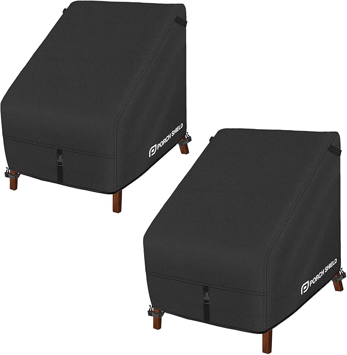Porch Shield Patio Chair Covers - Waterproof Outdoor Lounge Deep Seat Adirondack Chair Cover 2 Pack - 35W x 38D x 34H inch, Black