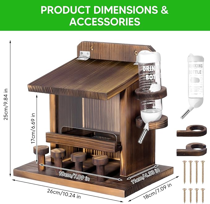 Squirrel Feeders for Outside, Wooden Squirrel Feeder Squirrel Houses for Outdoors Squirrel Picnic Table Feeder with Water Feeder for Peanuts Nuts Corn Cobs Holder