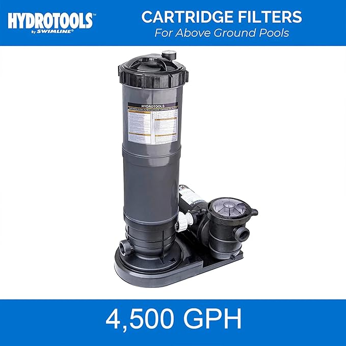 SWIMLINE HYDROTOOLS Model 76071 Sure-Flo Above-Ground Pool Cartridge Filter System - 70 Sq. Ft. Filtration Area, 0.9 THP, 4,500 GPH, 110V/60Hz Single Speed Pump for Pools up to 19,000 Gallons