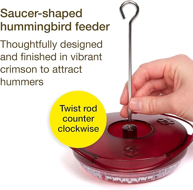Small Hummingbird Feeder – Jacobi Jayne® Sweet Spot™ Hummingbird Feeder – Best Humming Bird Feeder, Small Hanging Ant-Proof Saucer Feeder with Ant Moat, Easy to Clean, Ideal for Outdoors