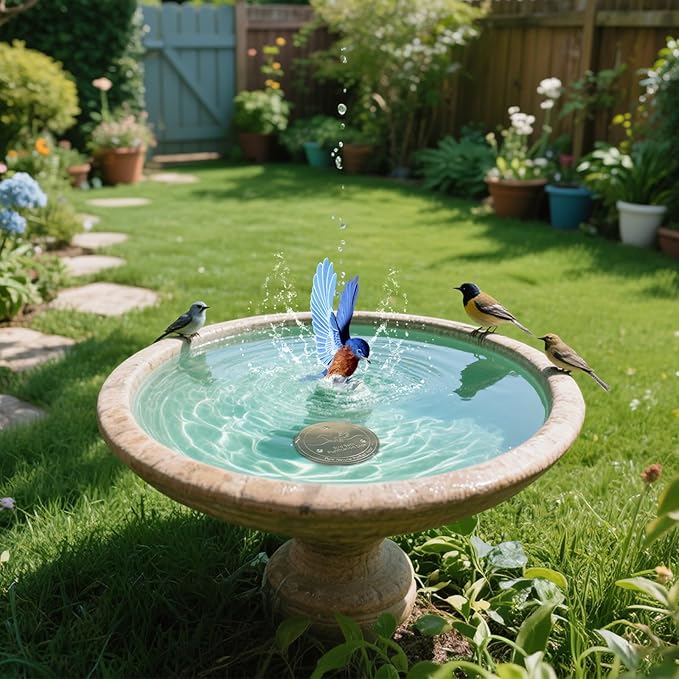 2Pcs Bird Bath Purification Disk, 99% Pure Copper 0.6mm Thickness Birdbath Copper Disk with Triple-Point Support for Clean Water, Year-Round-Use, 4 in Disk for All Outdoor Birdbath&Bowls