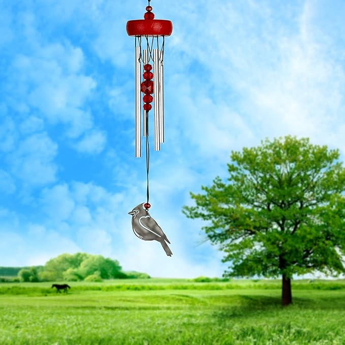 Woodstock Chimes Signature Collection, Woodstock Chime Fantasy, Cardinal 10'' Décor Designs - Small Chimes Wind Chimes for Outdoor, Patio, Home or Garden Décor (WCFC)