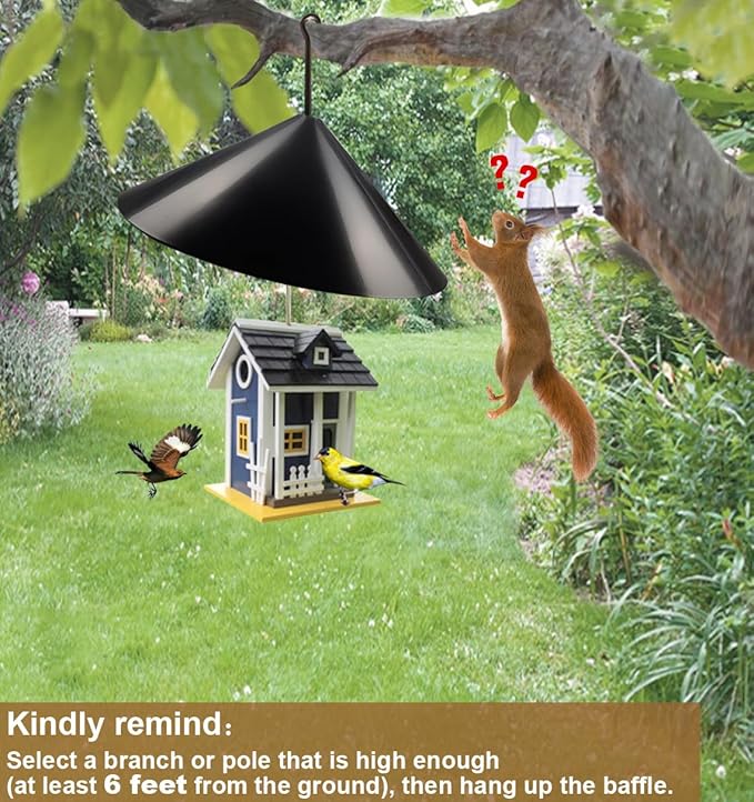 Garbuildman Squirrel Baffle for Bird Feeder Pole, Outside Hanging Mount Bird House Guard for Outdoor Shepherd’s Hook,19 Inch Diameter, 2 Packs