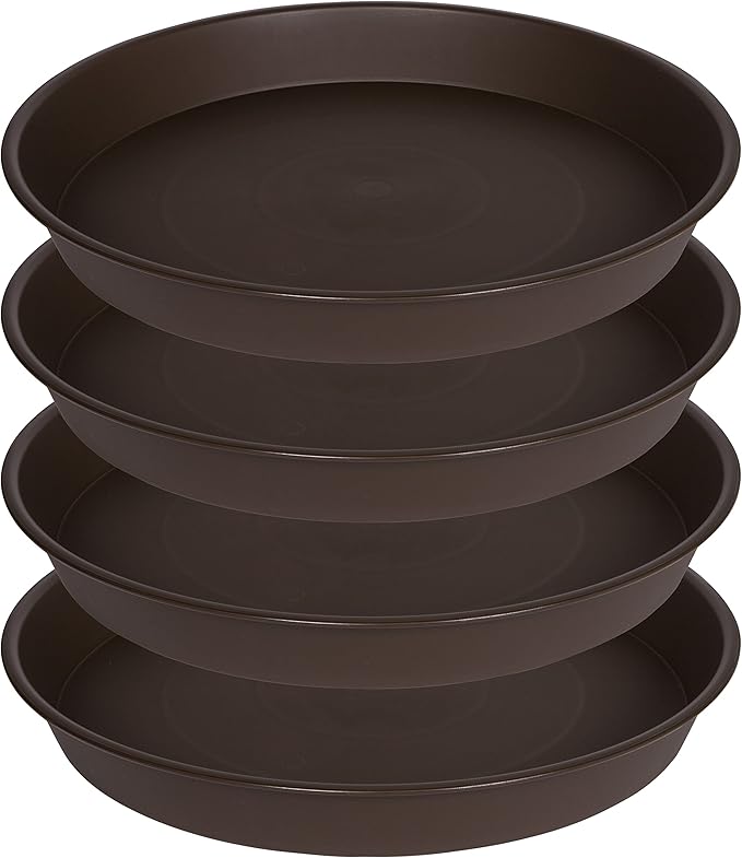 4 Pack of Plant Saucer 18 19 inch (16.5 Inch Base), Deep Heavy Duty Plastic Plant Saucers 18", Flower Plant Trays for Indoors Outdoor, Plant Drip Tray for Planter 16-20" (Chocolate Brown)