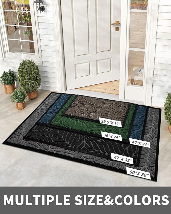 Yimobra 36x24 Large Door Mat Outdoor Indoor, All-Season Waterproof Door Mat Outside Entrance, All-Weather Non-Slip Outside Doormat for Garage Patio Entryway, Grey