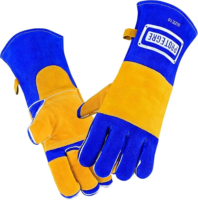 Welding Gloves 16” – 932°F Heat Resistant Leather Gloves with Kevlar – Heavy Duty BBQ & Cooking Gloves for Grill, Oven, Stove, Fireplace, Welding, Forge, MIG, TIG & High Heat Protection