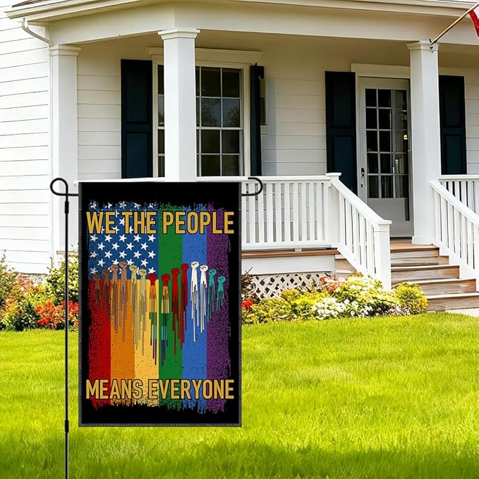 RZHV We The People Means Everyone Double-Sided Garden Flag for Outdoor House Yard Sign Garden Decor Parade, Inclusive Outdoor Decoration Banner, Kindness Equal Social Justice Yard Sign