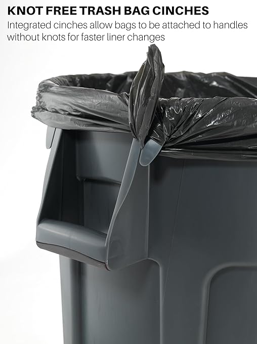 Rubbermaid Commercial Products BRUTE Heavy-Duty Round Trash/Garbage Can, 10-Gallon, Red, Outdoor Waste Container for Landscapers/Construction/Restaurants/Back of House/Offices/Warehouses, Pack of 6