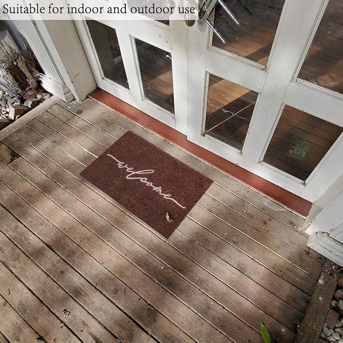 AAZZKANG Door Mat Outdoor Welcome Mat with Non Slip Rubber Backing Quickly Absorb Mud Easy to Clean Entry Doormat for Indoor High Traffic Areas Front Door