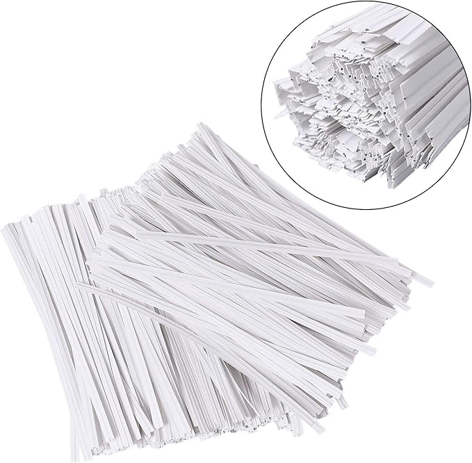 Tangyinrd 500 Pcs 5" White Paper Twist Ties Reusable Bread Ties, for Party Cello Candy Bread Coffee Bags Cake Pops