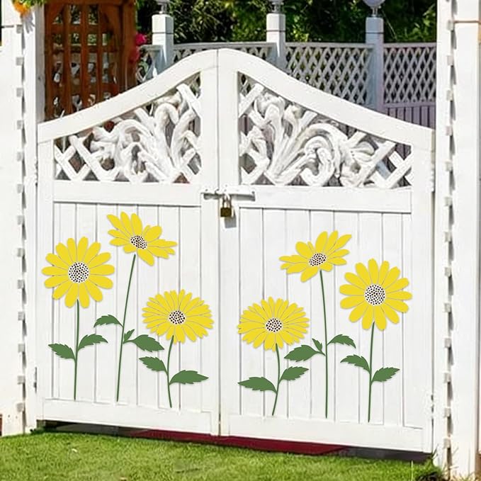 15PCS Large Sunflower Stencils for Painting 12 x 12 Inch Flower Stencils with Brushes Reusable Floral Wall Stencil Sunflower Plastic Template for Wall Furniture Garden Fabrics