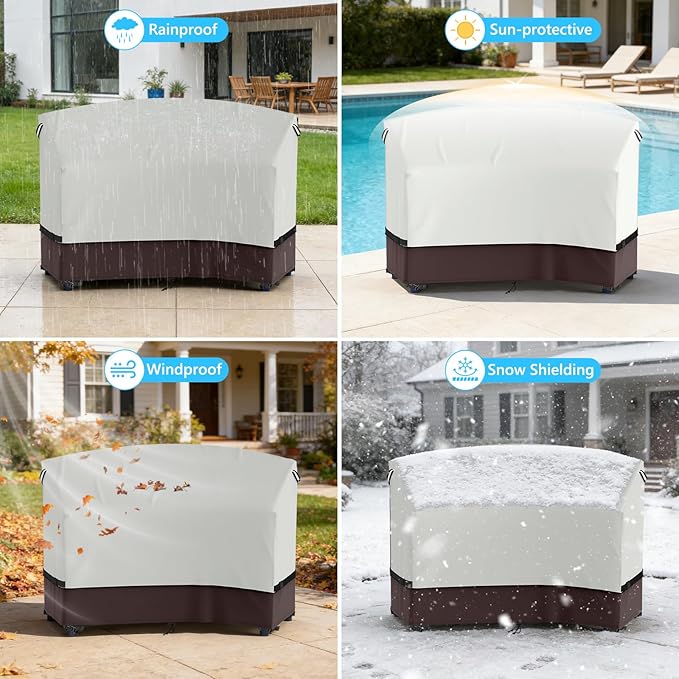 STARTWO Adirondack Chair Cover,Outdoor Waterproof Cover for Tall Adirondack Chair Set of 2 with Table,Beige&brown Waterproof Oxford for All-Season Protection(81"Wx30''Dx49''H)