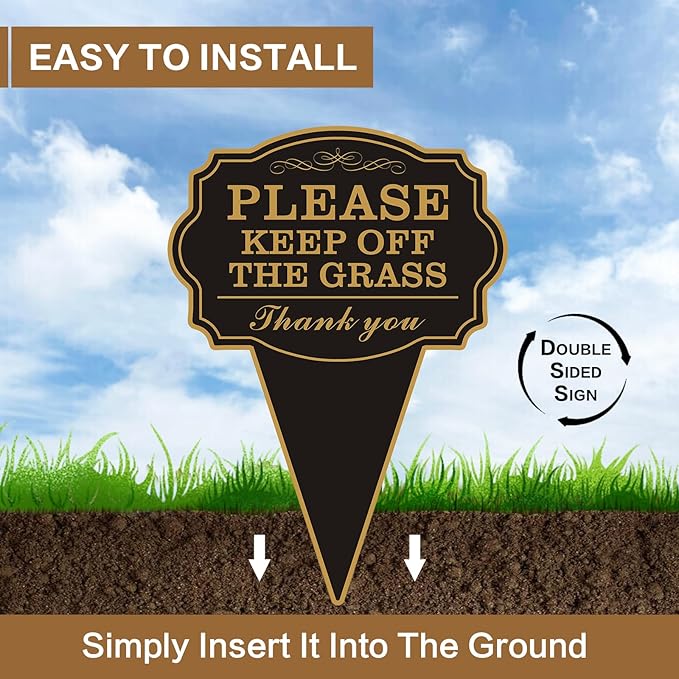 Double Sided Yard Sign, Stay Off Grass with Stake, 10"x14" Please Keep Off the Grass Lawn Display, Rust-Free Metal for Garden, Weatherproof UV Printed for Outdoor Use (KEEP OFF THE GRASS-1PACK)