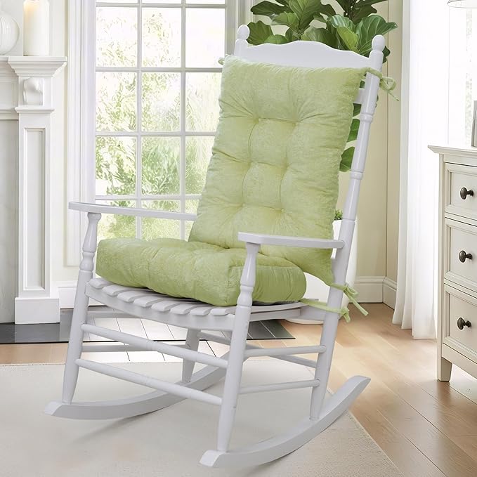 mudilun Rocking Chair Cushion Set - Non-Slip Tufted Rocking Chair Cushions with Ties Soft Indoor/Outdoor Wooden Rocking Chair Seat Pad for Porch Garden Cafe & Nursing