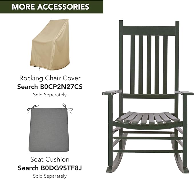 Shine Company Vermont Rocking Chairs, Outdoor Front Porch Rocker Set of 2, Dark Green