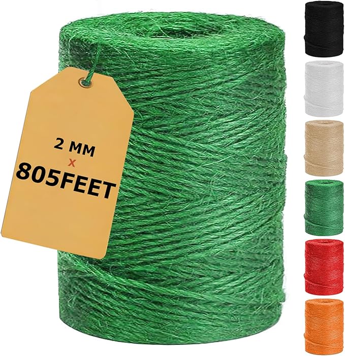 Vanhench 805ft Garden Twine, Green Twine String for Christmas Supplies Gardening Tomato Climbing Plant Tie Floristry Arts & Crafts, Hanging Planter Basket, Greenhouse Plant Accessories (Green)