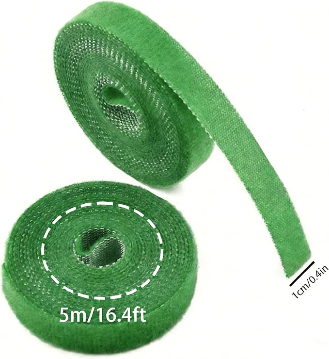 IFNOW Hook and Loop Cable Ties Reusable Fastening Tape Garden Tie Strap Plant Supports Gentle on Plants Plant Ties Garden Tape (Green, 0.4''/16FT, 2PCS)