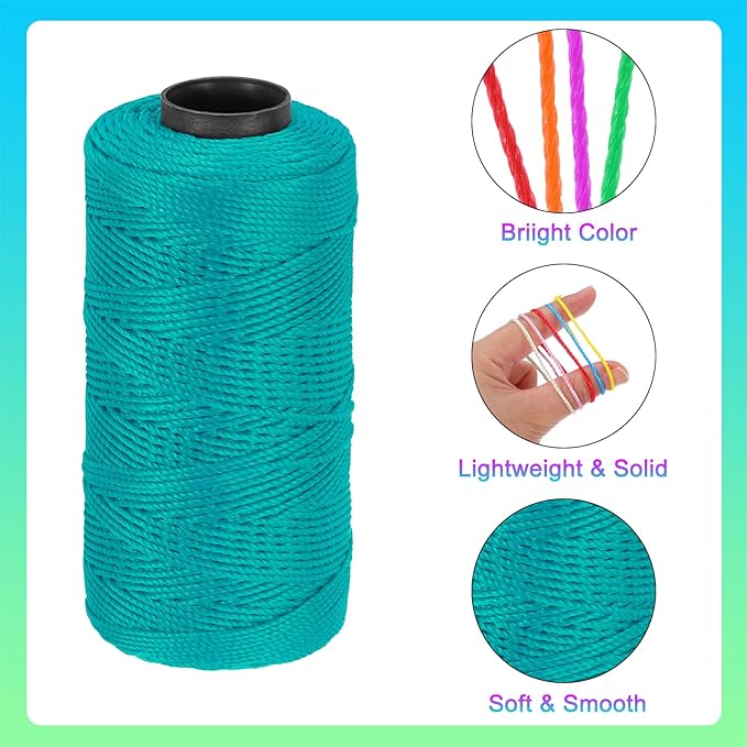 MECCANIXITY Nylon String 3 Strands Twisted Mason Line 1.5mm x 218 Yards Nylon Twine String for DIY Projects, Home Improvement, Gardening, Gift Wrapping, Christmas Party Supplies, Green