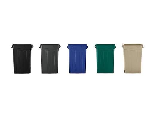 Suncast Commercial TCNH2030 Narrow Trash Can With Handles, 30.00" Height x 11.08" Width, 23 gal Capacity, Gray