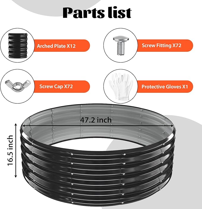 48 Inch Round Galvanized Fire Pit Ring/Fire Ring - Foldable and Perfect for Outdoor Gatherings and Campfires in The Yard/Garden/Park/Beach (Black+Gray, 4 FT Diameter+1.5 FT Tall)