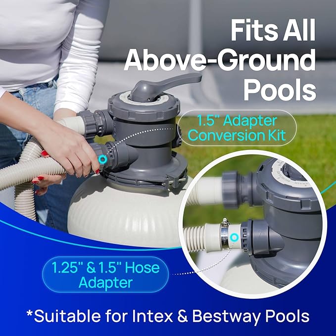 AQUASTRONG Sand Filter Pump for Above Ground Pool, Pool Pumps Above Ground,Pool Sand Filter with 6-Way Valve,Improved Circulation and Filtration, 12in, 3/4 HP 3800 GPH with Timer