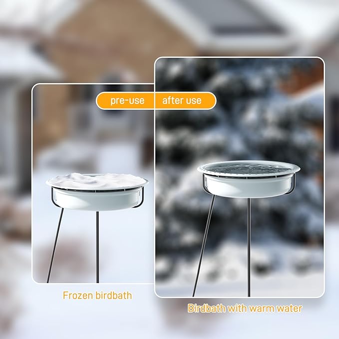 Heated Bird Bath for Winter, Outdoor Pedestal Standing Birdbath with Automatic De-icer, Electric Water Bowl for Outside Gardens, Deck, Yard
