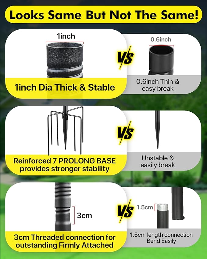 Smart Bird Feeder Pole Stand - 92 Inch Birdhouse Pole Heavy Duty Mounting Kits for Outdoor Metal Adjustable Bird Feeding Station for WildBird Watching Garden - Stable 7-Prong Base