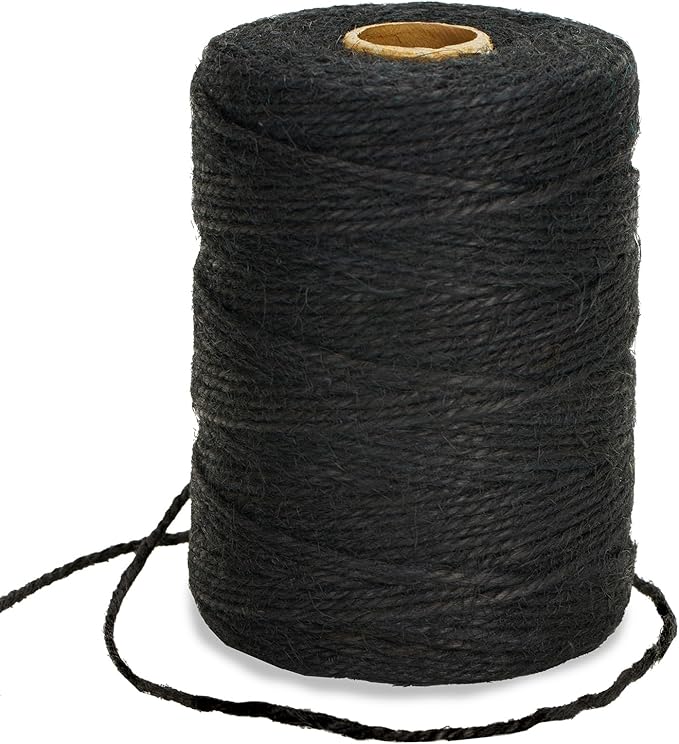 Anwyll 656Feet Black Twine String - 2MM Thick Natural Jute Twine String Heavy Duty Industrial Packing Materials String for Crafts Gardening Gift Wrapping Balloon Halloween Thanksgiving Christmas Decor