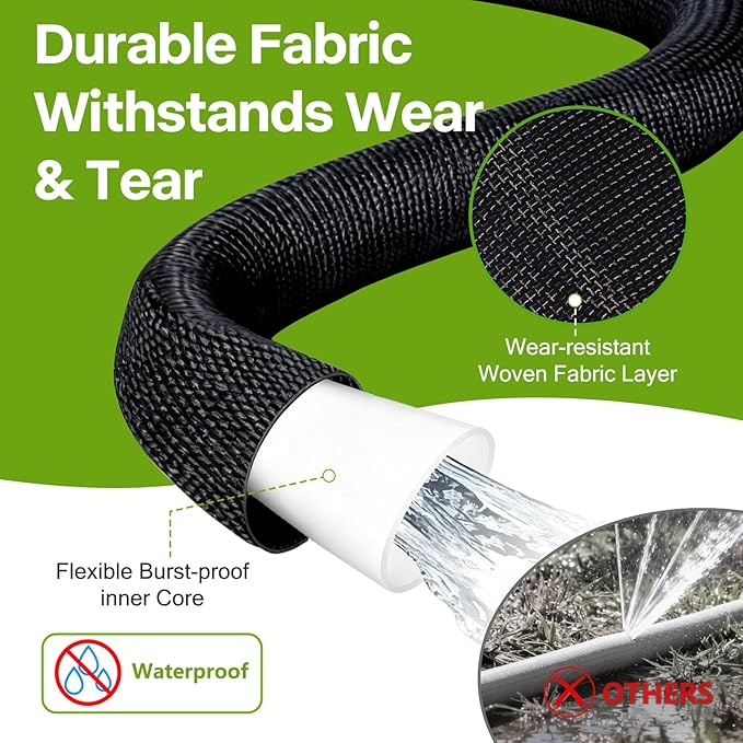 100FT Non-Expanding Garden Hose，Ultra-Lightweight Flexible Anti-Kink Water Hose, Upgraded Fabric-Covered，High-Pressure & Burst-Resistant，Lead-Free.
