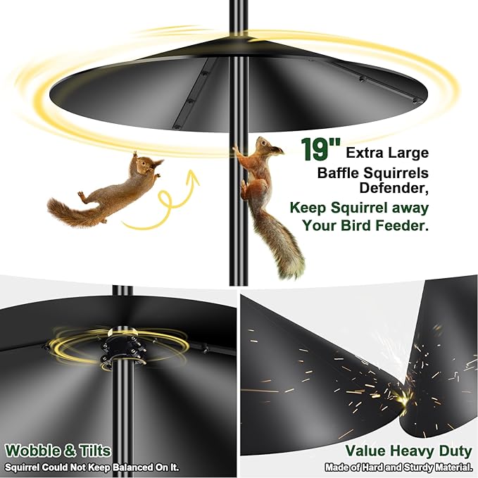 Gtongoko 19 Inch Squirrel Baffle for Bird Feeder Pole Squirrel Guards for Shepherds Hook Stopper for Bird Feeders Black 1 Pack