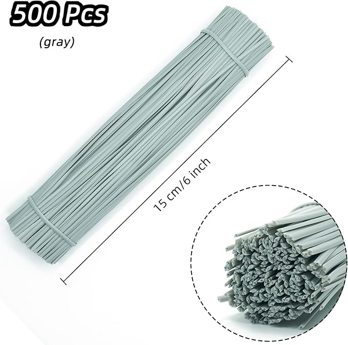 Gray Plastic Twist Ties Bulk, 6 Inch Reusable Twist Ties Garden Ties for Plants, 500 Pcs Metallic Twist Ties for Bread Bags, Vines and Wrapping Cords, Christmas Decor