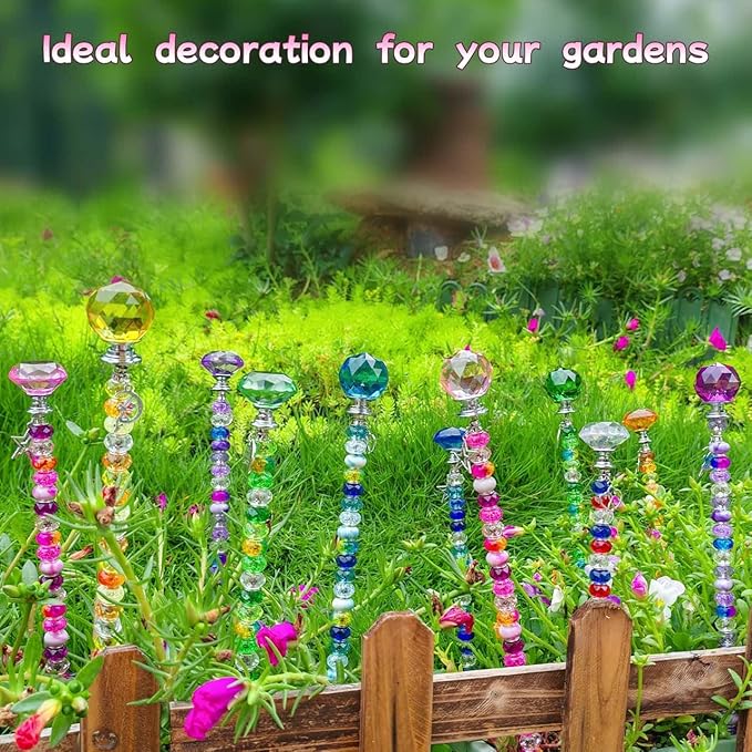 320 Pcs Beadable Items - DIY 10&12 Inch Fairy Wand Beaded Garden Stakes Decorative Kit, Fairy Garden Accessories Outdoor Kit for Different Festivals