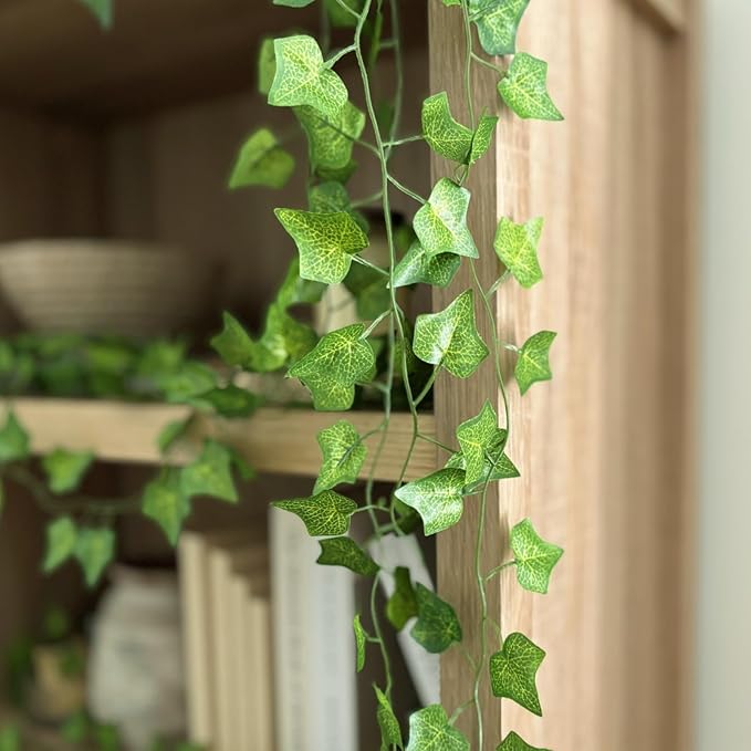 CQURE 72 Pack 504Ft Artificial Ivy Fake Vines,Ivy Garland Greenery Garland Fake Hanging Plants Vines Aesthetic Green Leaves for Bedroom Wedding Party Garden Wall Decor