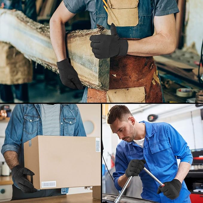 OZERO Work Gloves for Men Women: Mechanic Glove Touchscreen Firm Grip Dexterity Light Duty Gloves for Gardening Construction