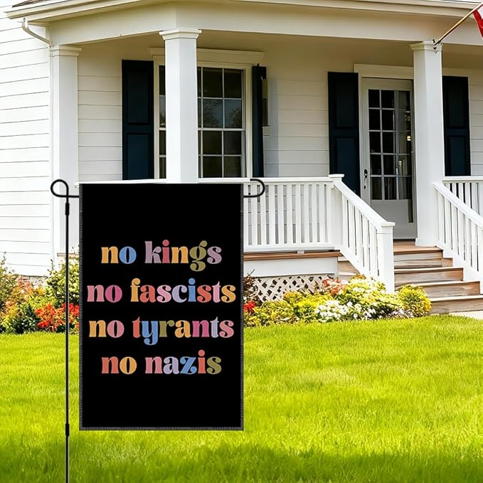 RZHV No Kings Double-Sided Garden Flag for Outdoor House Yard Sign Garden Decor Parade, Equal Kindness Democracy Outdoor Banner, Kindness Social Justice Political Yard Sign Decorations