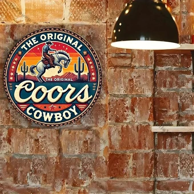 Metal Retro Shell Gasoline Wall Art, Creativity Art Decorations, Garden Sign Outside Decor，Wall Sculpture， Hanging Sculpture for Living Room Dining Room Bedroom Yard Outdoor Decor (Desert West Cowboy)