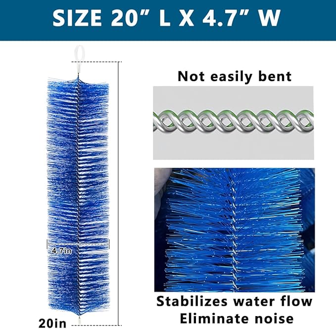 RINOO 2 Pcs Fish Pond Filter Brushes Set for Koi Pond Filter Fish Tank Aquarium Water Garden Pond Skimmer Filter Cleaning Brush 20 Inch by 4.7 Inch (Blue)