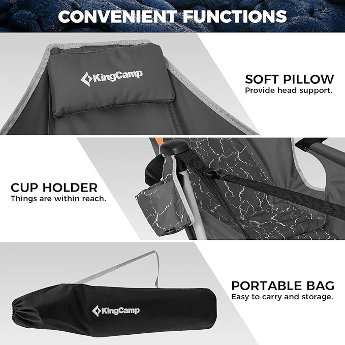 KingCamp Hammock Chair with Footrest, Swinging Portable Folding Camping Chairs for Adults MAX 400lbs Heavy Duty Foldable Oversized Rocker with Cup Holder Pillow for Outdoor Beach Patio Sport Lawn