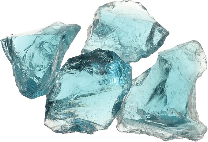 uxcell Fire Glass for Fire Pit, 5-8cm(2"-3.1") High Luster Reflective Glass Rocks for Natural or Propane Fireplace, Safe for Outdoors and Indoors Fire Pit Glass, Turquoise, 400g/14oz