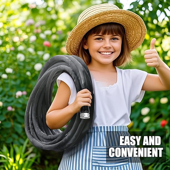 Non-Expanding Garden Hose 75ft – Flexible, Burst-Resistant, with 10-Function Spray Nozzle, Lightweight & Durable for Outdoor Use(Grey)