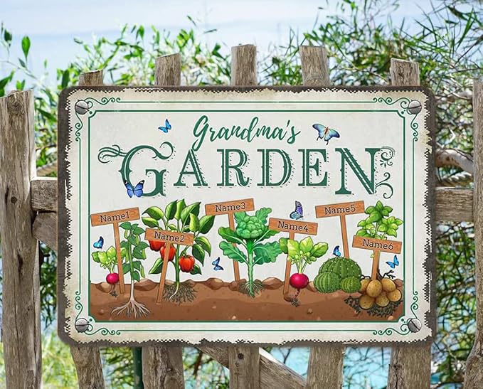 Custom Metal Signs with Name Made in USA Personalized Vintage Garden Sign Waterproof Vintage Decorative Metal Print for Wall Decor Customized Home Garden Ideas Gifts Artwork Prints for Yard Ourdoor