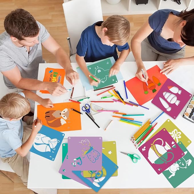 30Pcs Spring Stencils for Kids 8 Inches Sidewalk Chalk Stencil Large Drawing Stencils for Crafts Reusable Garden Flower Easter Themed Primary Shape Template for DIY Art on Sidewalk Wall Home Decor