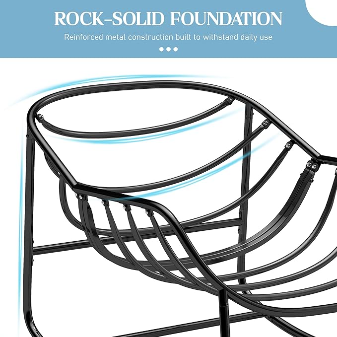 Fancyango Oversized Egg Rocking Chair for Indoor/Outdoor – All-Weather Wicker Rattan Lounge Chair with Cushion, Patio Rocker for Porch, Garden, or Balcony (Grey, 37''Dx37.4''Wx31.5''H)