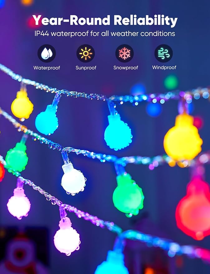 Color Changing Globe String Lights, 33Feet 100 LEDs USB Ball Fairy Lights Plug in with Timer Remote, Christmas Lights for Camping Dorm Party Wedding Indoor Outdoor Decoration (16Color + Multicolor)