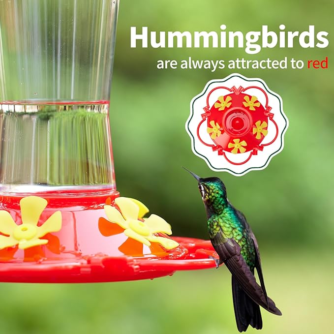 Hummingbird Feeders for Outdoors Hanging,2 Pack Humming Birds Feeders for Outside,Wild Bird Feeder for Outside Garden Yard Patio 13.5OZ,Plastic Bird Feeders 5 Feeding Ports Bird Nectar Feeder