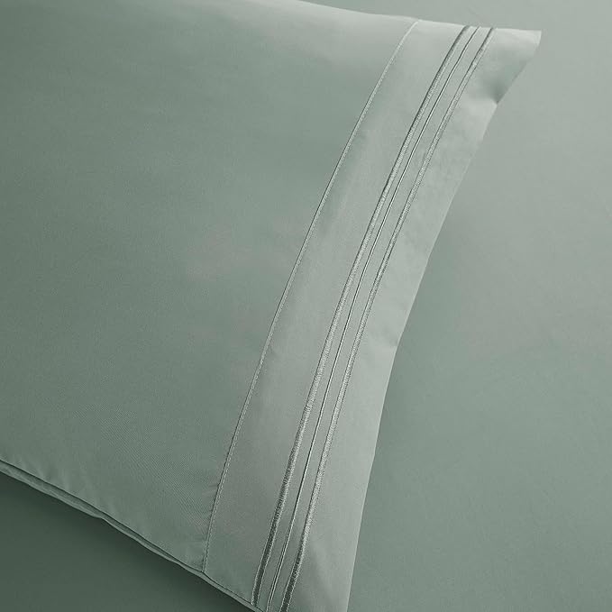 Clara Clark Bed Sheets, Premier 1800 Series Bed Sheet Set, Deep Pocket, Wrinkle, Fade, Stain Resistant, Luxury Soft Bedding Sheets & Pillowcases, King, Ice Green